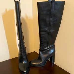 Michael Kors black tall leather boots, high heel size 7.5
